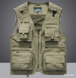 Mountain Gilet De Pêche 12 Poches, Coloris KAKI......LIV OFFERTE