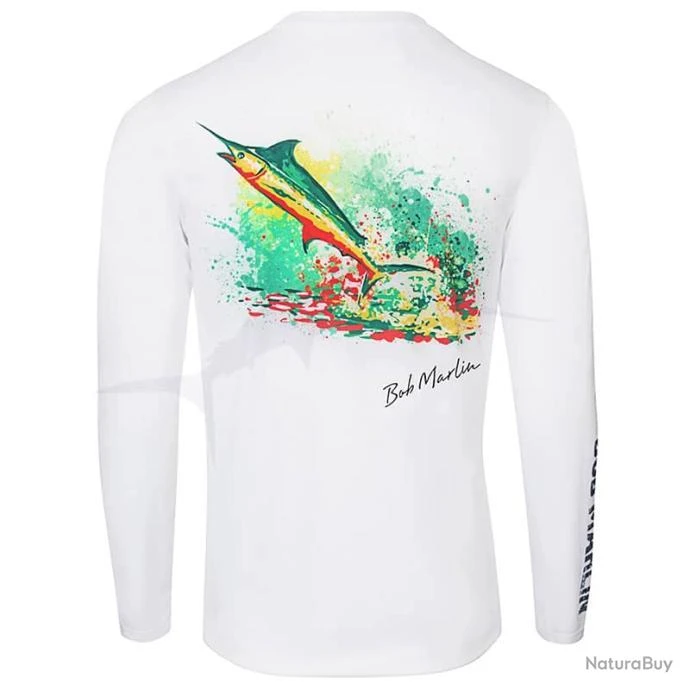 L-Shirt Bob Marlin Permormance Shirt Rasta Marlin XL Blanc 1 L-Shirt Bob Marlin Permormance Shirt Rasta Marlin XL Blanc