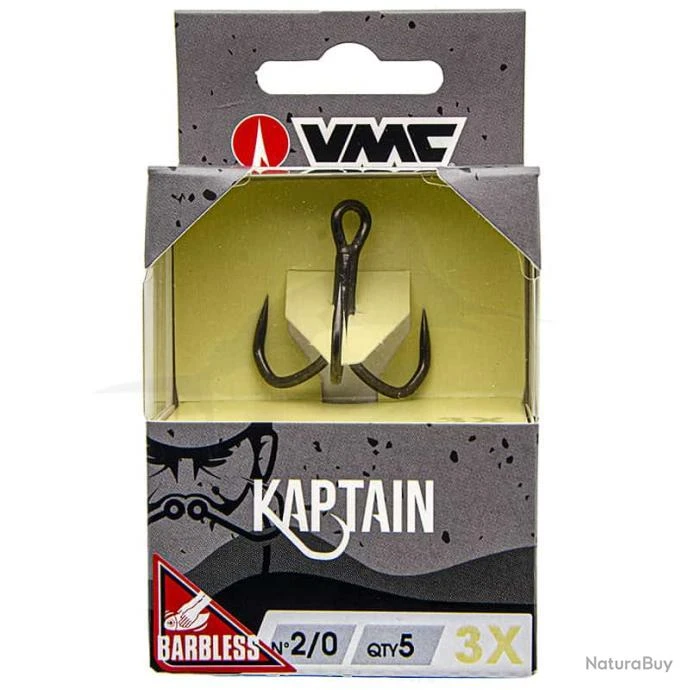 VMC 7557B Kaptain 3X Barbless 2/0 1 VMC 7557B Kaptain 3X Barbless 2/0