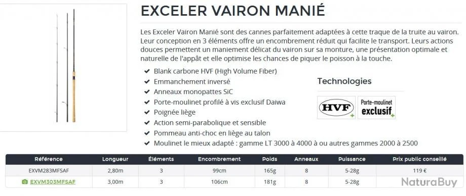 Exceler 2.80 M 5-28 G 283 M Canne Vairon Manié Daiwa 2 Exceler 2.80 M 5-28 G 283 M Canne Vairon Manié Daiwa – Image 2