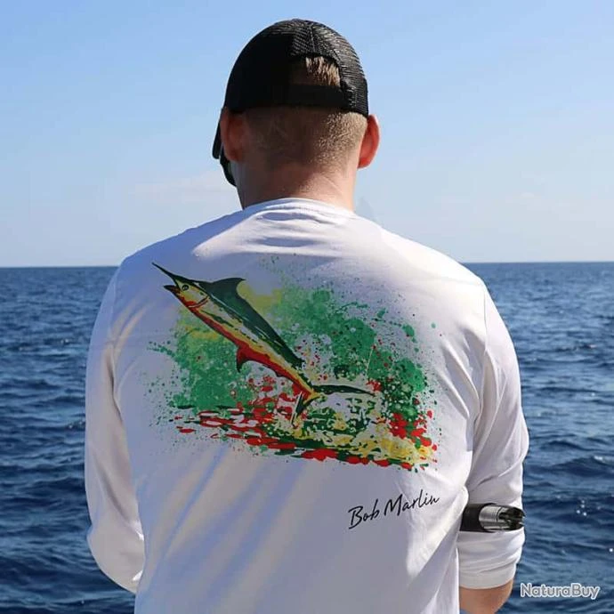 L-Shirt Bob Marlin Permormance Shirt Rasta Marlin XL Blanc 4 L-Shirt Bob Marlin Permormance Shirt Rasta Marlin XL Blanc – Image 4
